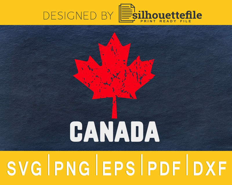 Vintage Retro Canadian Maple Leaf Canada Flag cricut svg cut