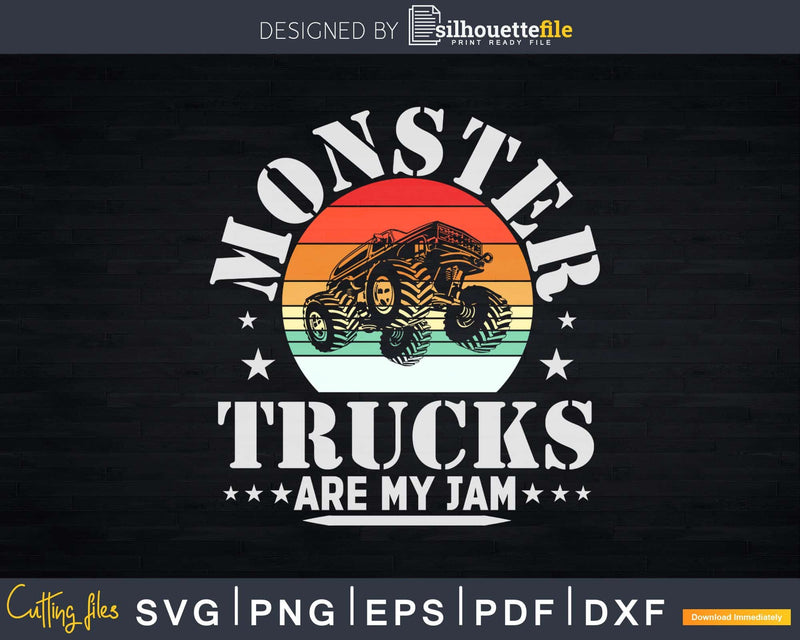 Vintage Retro Monster Truck Are My Jam Svg T-shirt Design