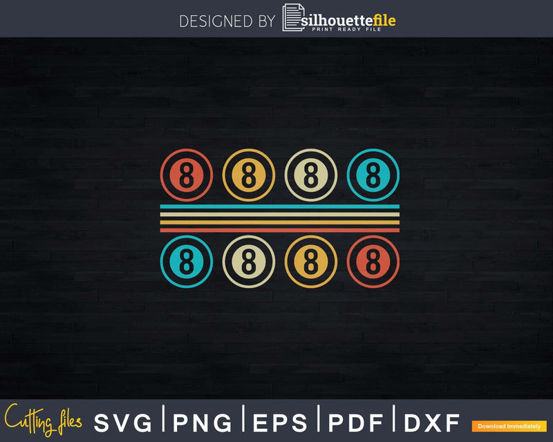 Vintage Retro Pool Billiards Player Svg Png Shirt Design