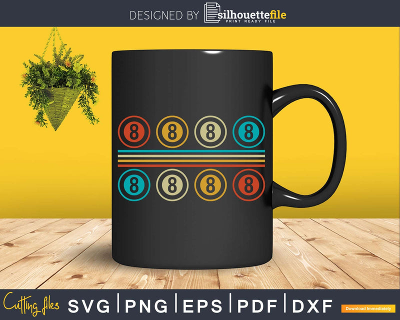 Vintage Retro Pool Billiards Player Svg Png Shirt Design