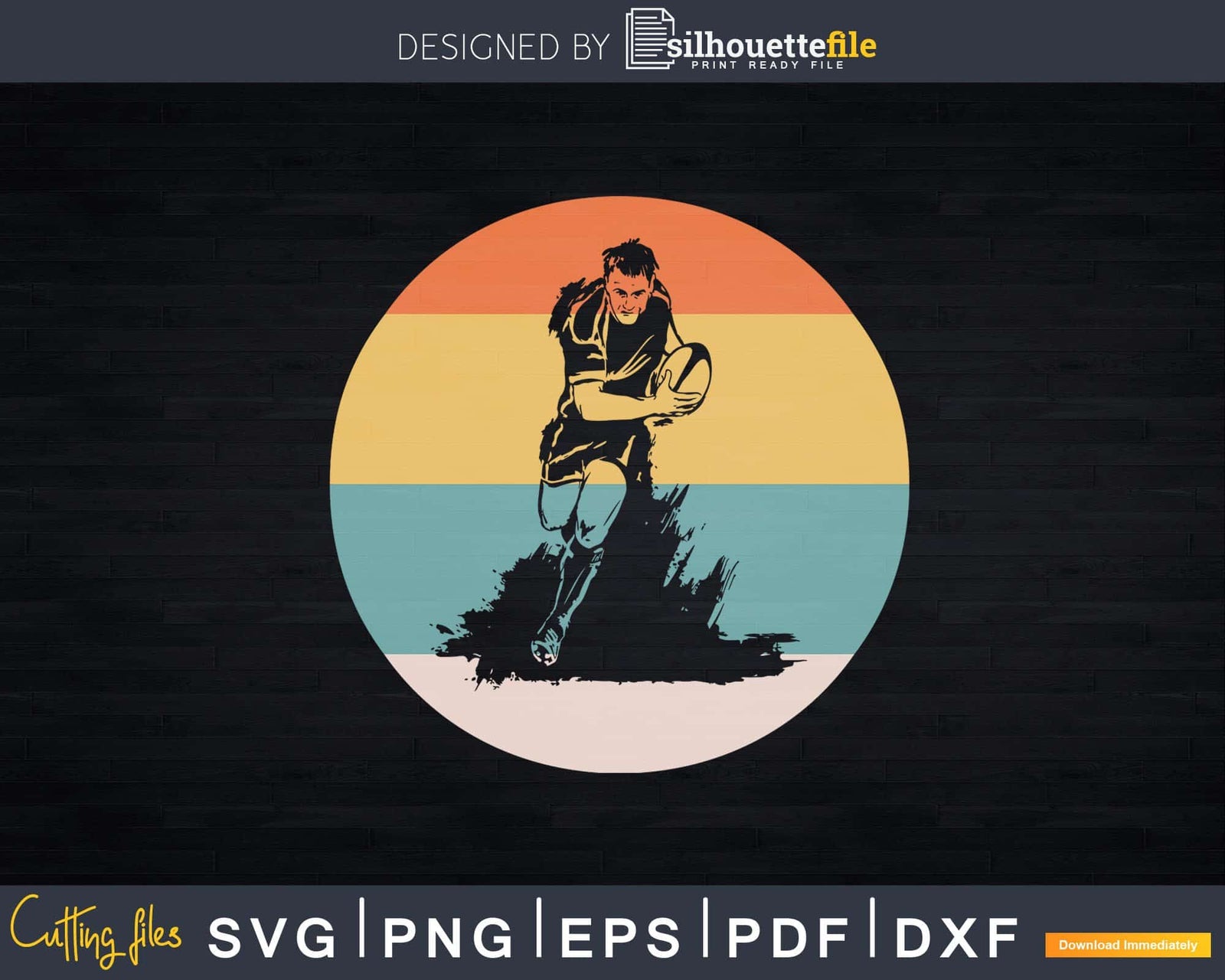 Vintage Retro Rugby Player Svg Cut Files | Silhouettefile