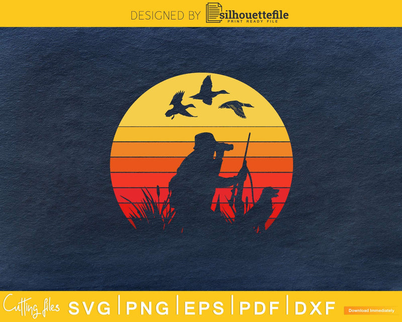 Vintage retro style duck hunting svg png digital cutting