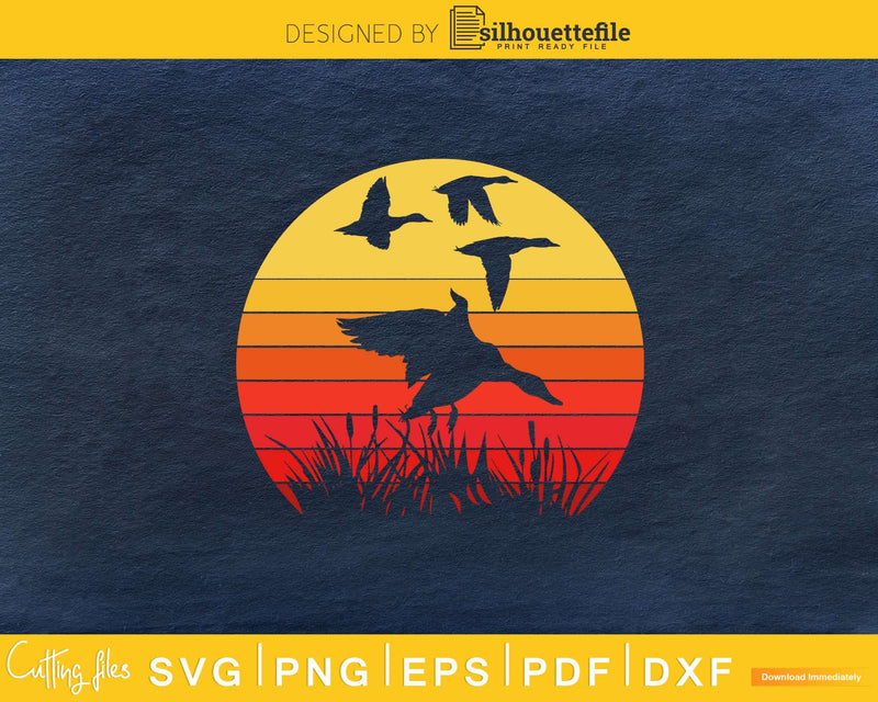 Vintage retro style duck hunting svg vector cutting digital