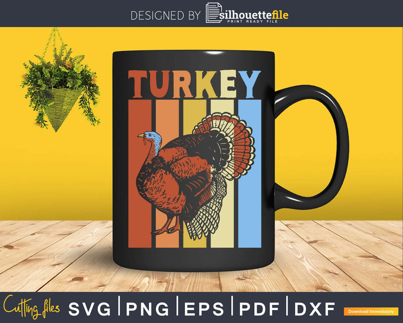 Vintage retro style Turkey Hunting digital svg cut file