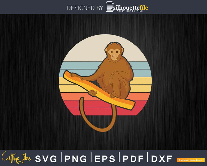 Vintage Retro Woolly Monkey Svg Png Digital Cutting Files