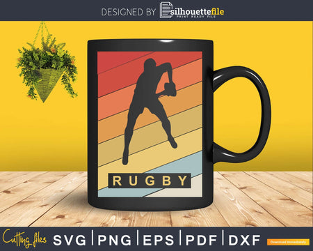 Vintage Rugby Sport Retro Poster Svg Silhouette Cut File