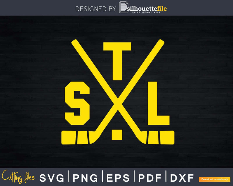 Vintage St. Louis Ice Hockey Sticks State Outline Svg Png