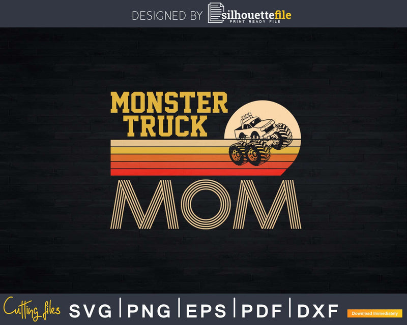 Vintage Sunset Retro Monster Truck Mom Svg T-shirt Design
