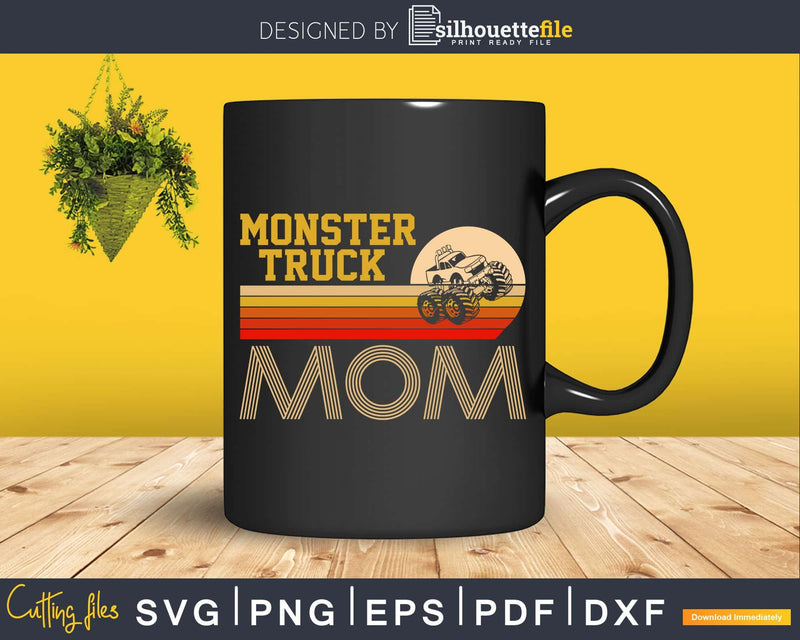 Vintage Sunset Retro Monster Truck Mom Svg T-shirt Design