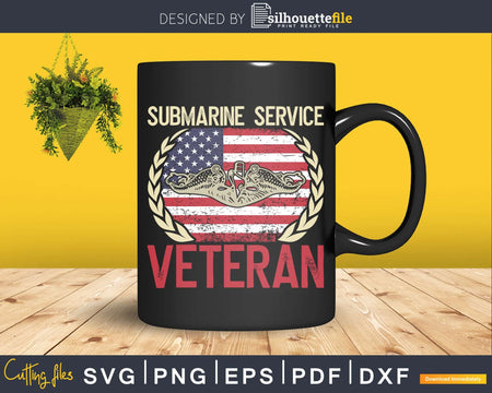 Vintage US Navy Submarine Service Veteran Svg Cricut File