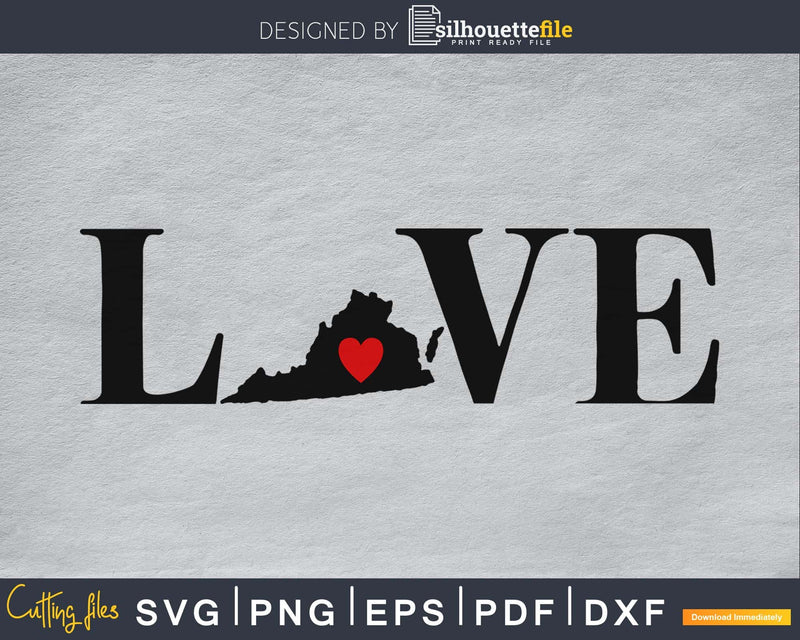 Virginia VA Love Home Heart Native Map svg png silhouette