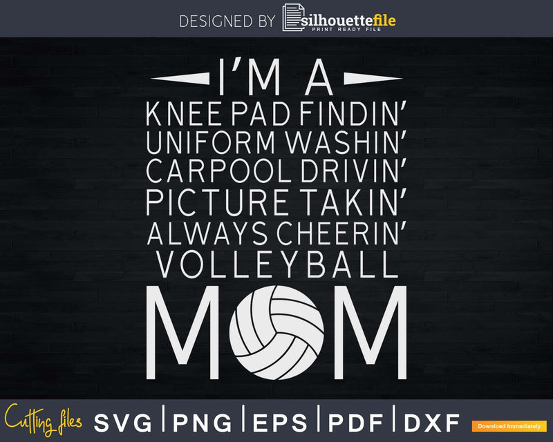 Volleyball Mom Checklist svg design cricut cutting files