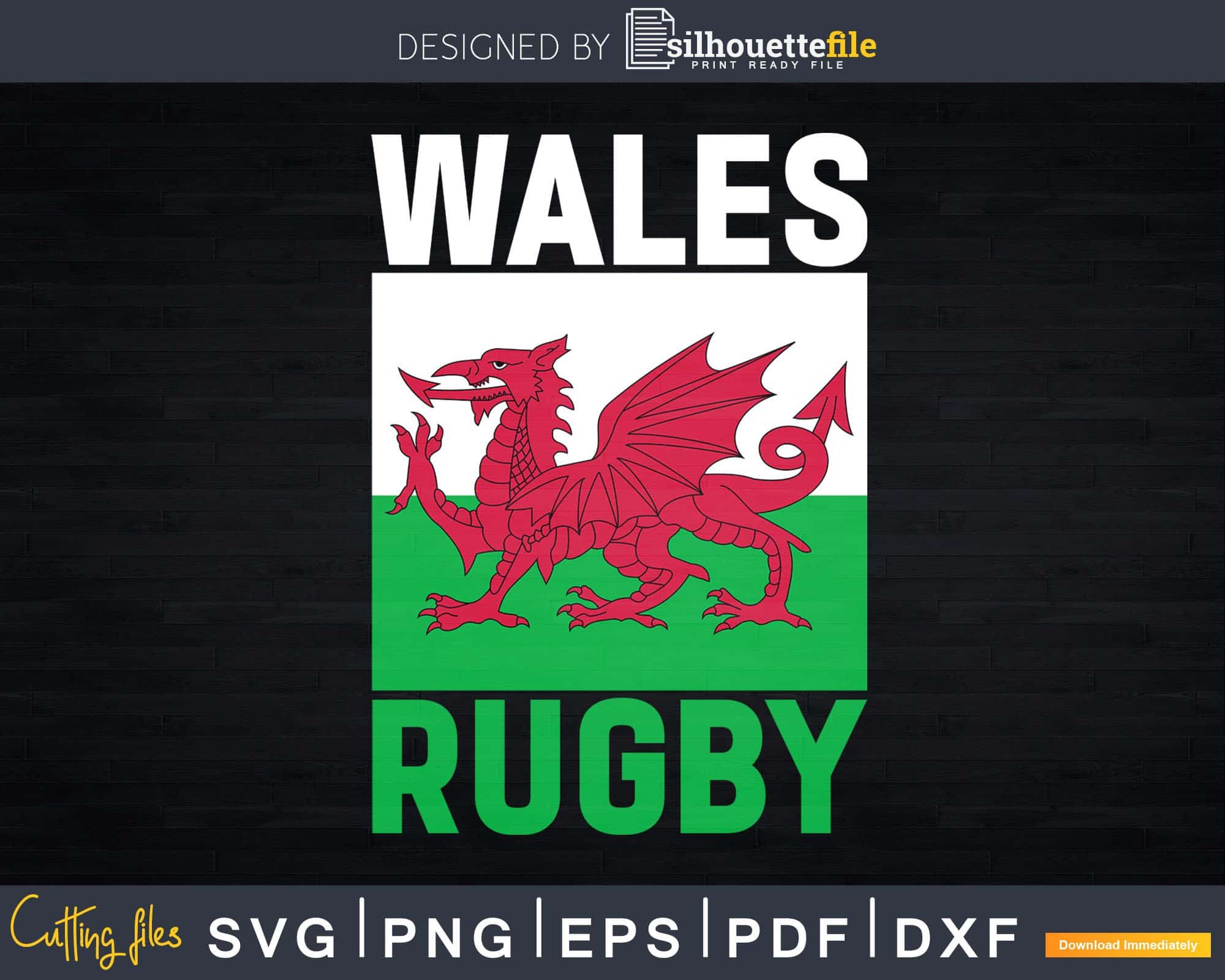 Wales Rugby Flag Welsh Rugby Svg Silhouette Cut File | Silhouettefile