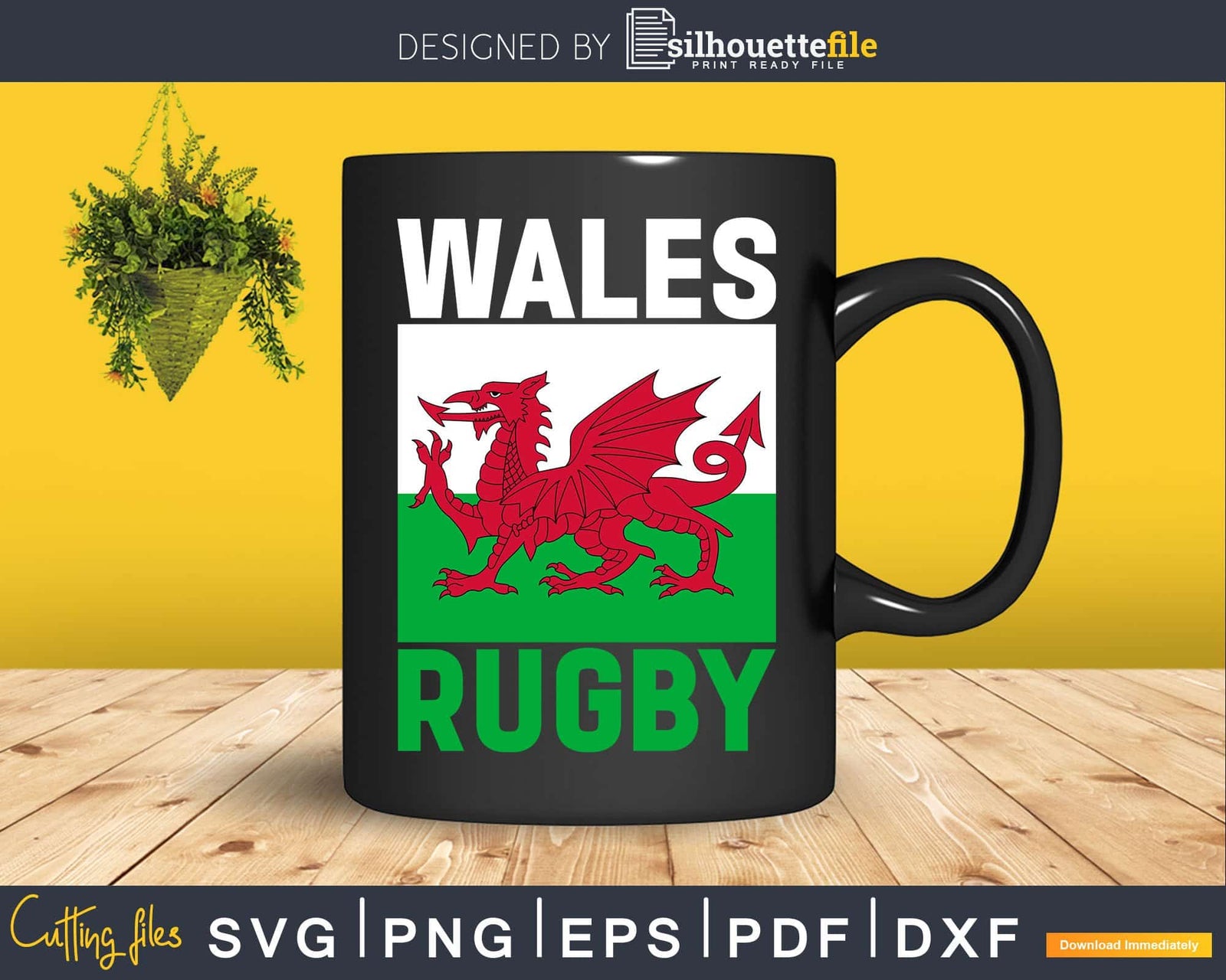 Wales Rugby Flag Welsh Rugby Svg Silhouette Cut File | Silhouettefile