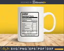 Water Nutrition Facts Funny Thanksgiving Christmas Svg Png