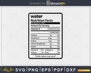 Water Nutrition Facts Funny Thanksgiving Christmas Svg Png