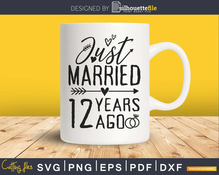 Wedding Anniversary 12 Years ago of Marriage svg png dxf