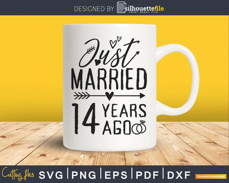 Wedding Anniversary 14 Years ago of Marriage svg png