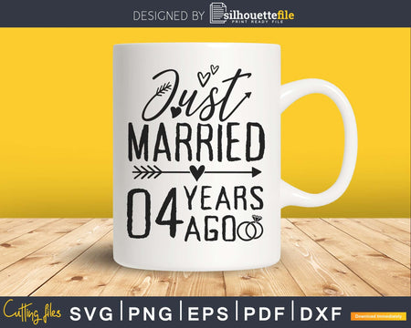 Wedding Anniversary 4 Years ago of Marriage svg png dxf