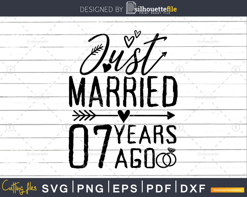 Wedding Anniversary 7 Years ago of Marriage svg png dxf