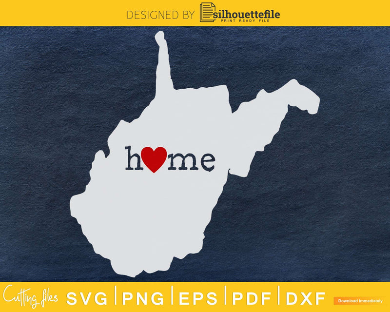 West Virginia WV Home Heart Native Map svg dxf png cut