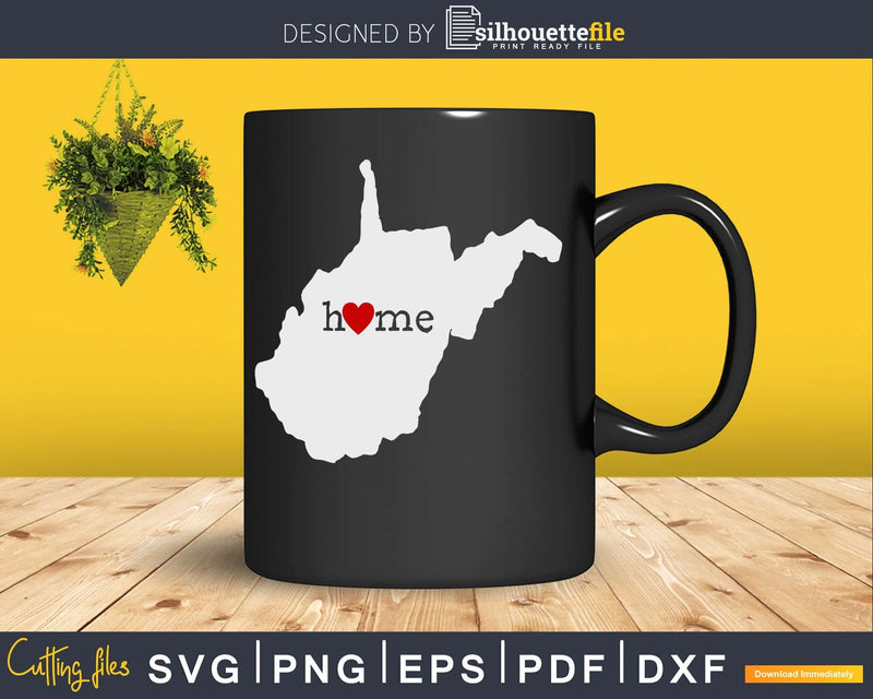 West Virginia WV Home Heart Native Map svg dxf png cut