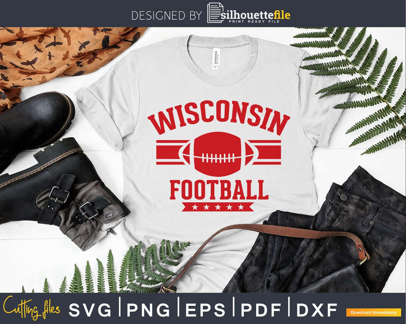 Wisconsin Football WI svg png dxf cutting files vintage