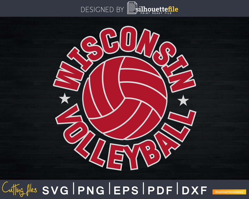 Wisconsin Volleyball Classic Style svg design cut files for