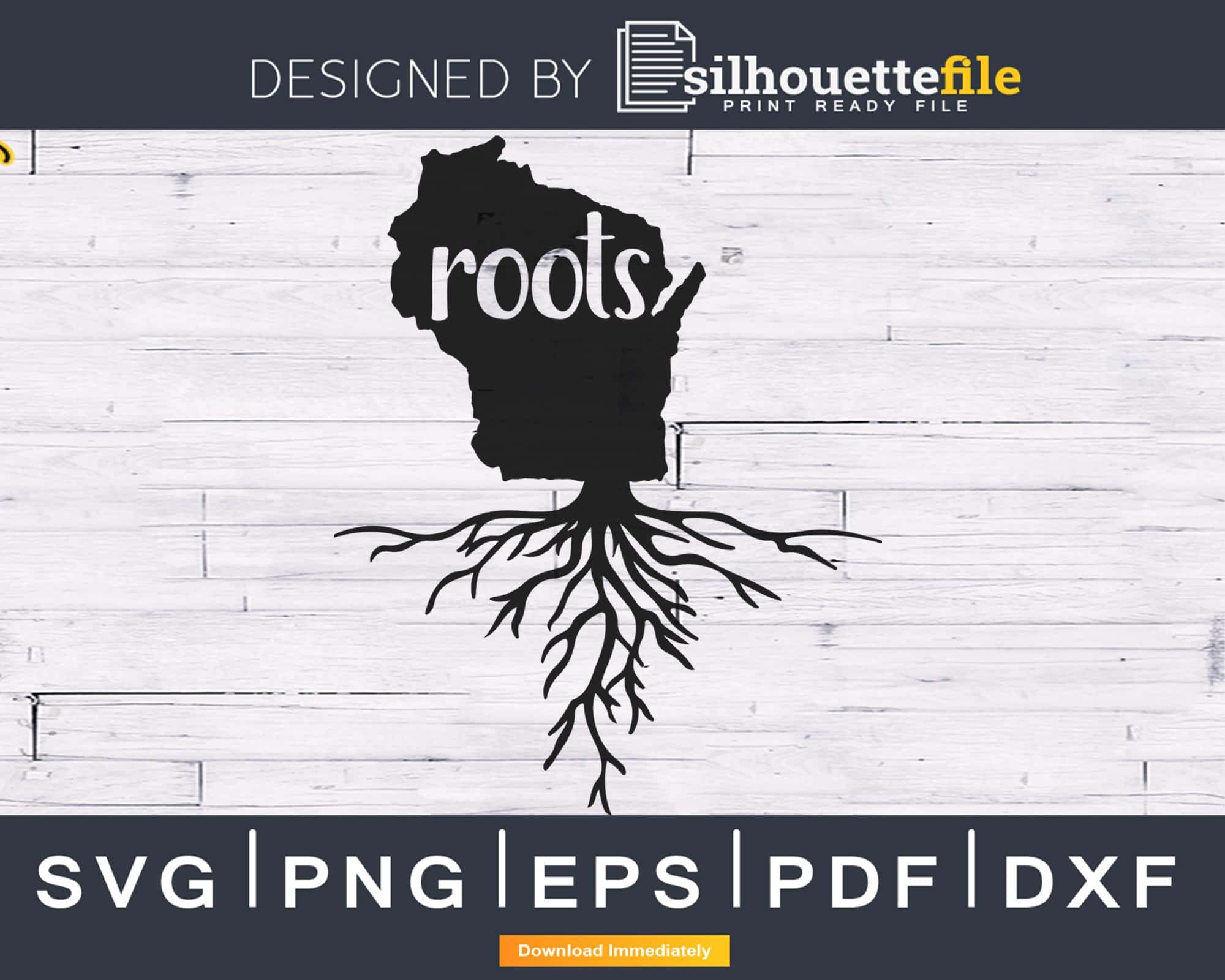 Wisconsin Roots Vector Image Wisconsin WI Roots Home Native Map svg dxf cut silhouette | Silhouettefile