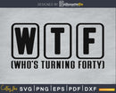 WTF Who’s Turning Forty SVG Cricut print-ready file