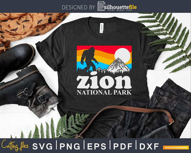 Zion National Park Utah Bigfoot Mountains Svg Shirt Designs